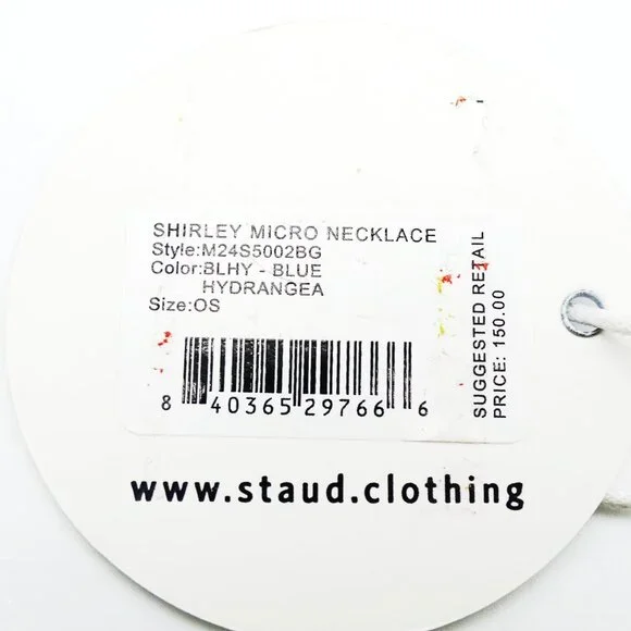 STAUD Shirley Micro Necklace in  Blue Hydrangea Color Leather - Picture 11 of 12